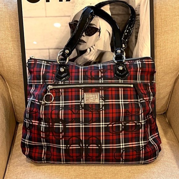 Coach Poppy Glam Tartan Plaid Tote - Picture 1 of 12